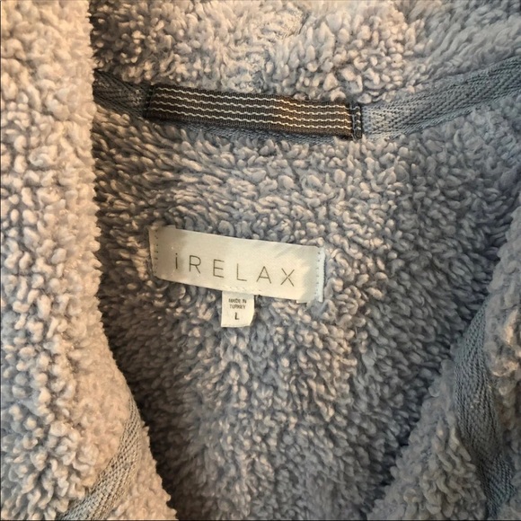 IRelax Unisex Light Blue Hooded Robe Sz Lg - Picture 5 of 11